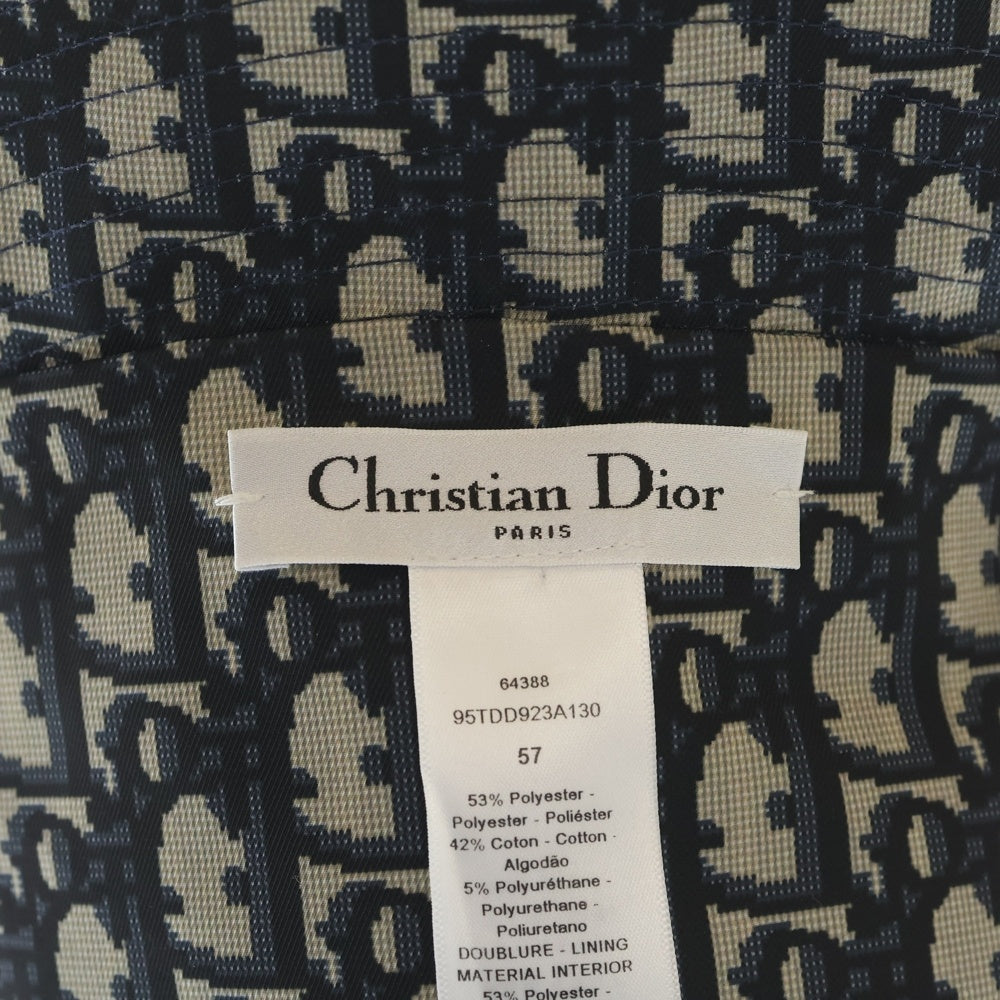 Christian Dior(クリスチャンディオール) バケットハット リバーシブル 帽子 ネイビー/ホワイト オブリーク