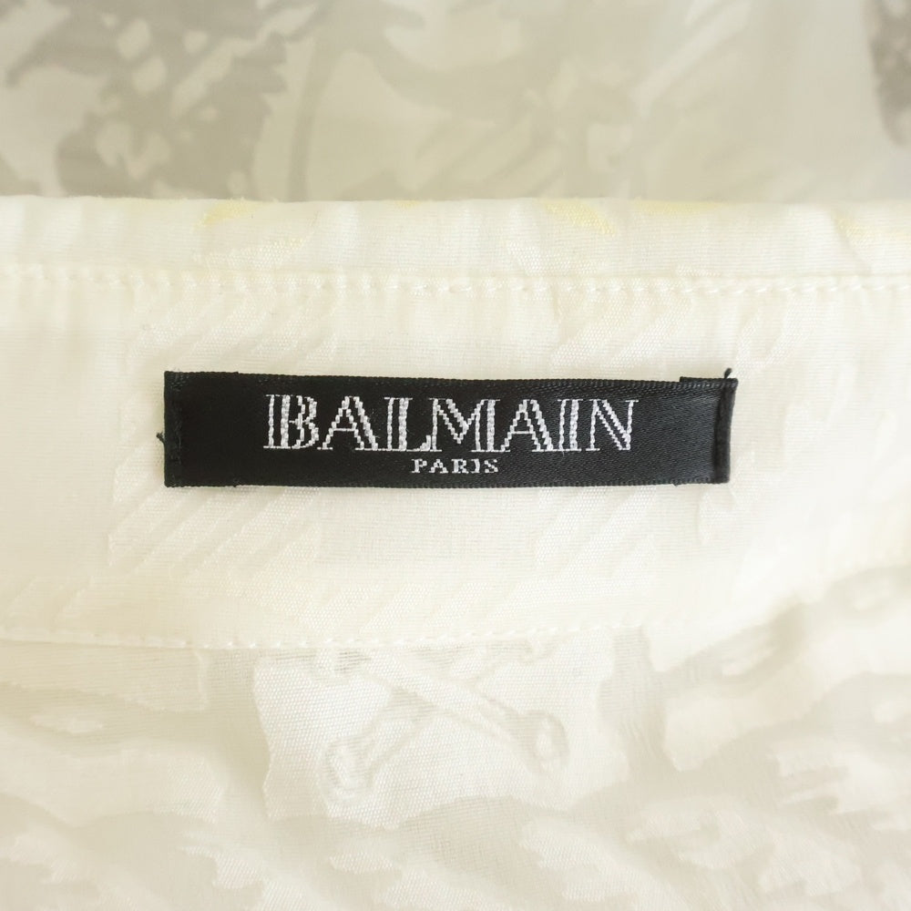 BALMAIN(バルマン) 総柄 金ボタン ブラウス 長袖シャツ ホワイト レディース