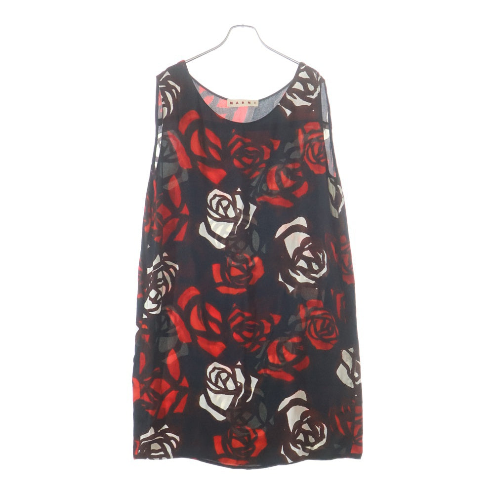 MARNI(マルニ) ローズプリント ワンピースドレス レディース ブラック/レッド