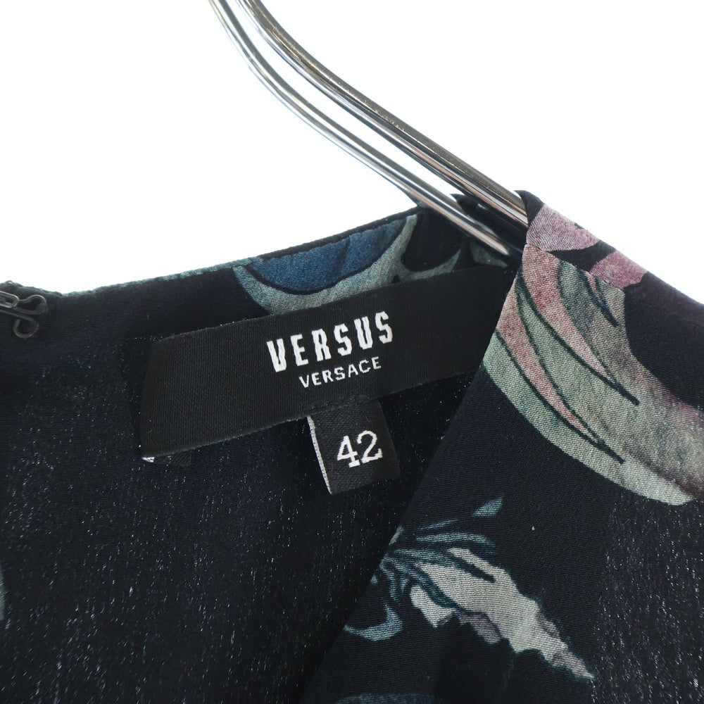 VERSACE(ヴェルサーチ) フラワーデザイン 総柄 ワンピース ブラック レディース