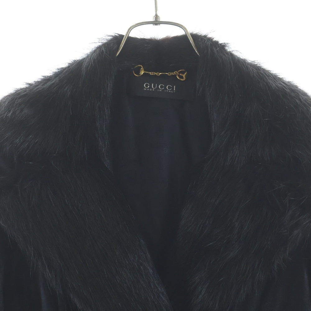 GUCCI(グッチ) ファー レザー ムートンコート ブラック レディース
