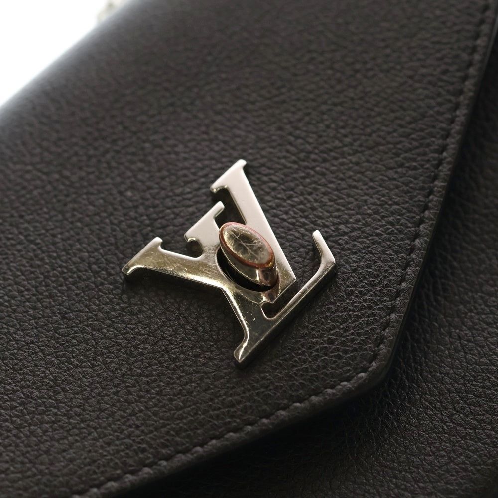 LOUIS VUITTON(ルイヴィトン) LVロゴ ポシェット ロックミー チェーン ショルダーバッグ ミニバッグ ブラック レザー M63471 シルバー金具 レディース