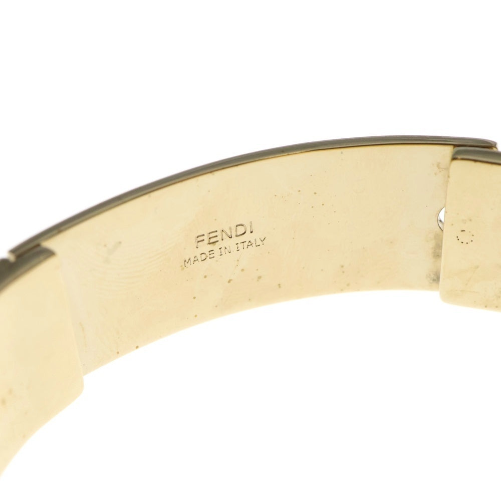 FENDI(フェンディ) ロゴ バングル ブレスレット ブラック×ゴールド GP レディース