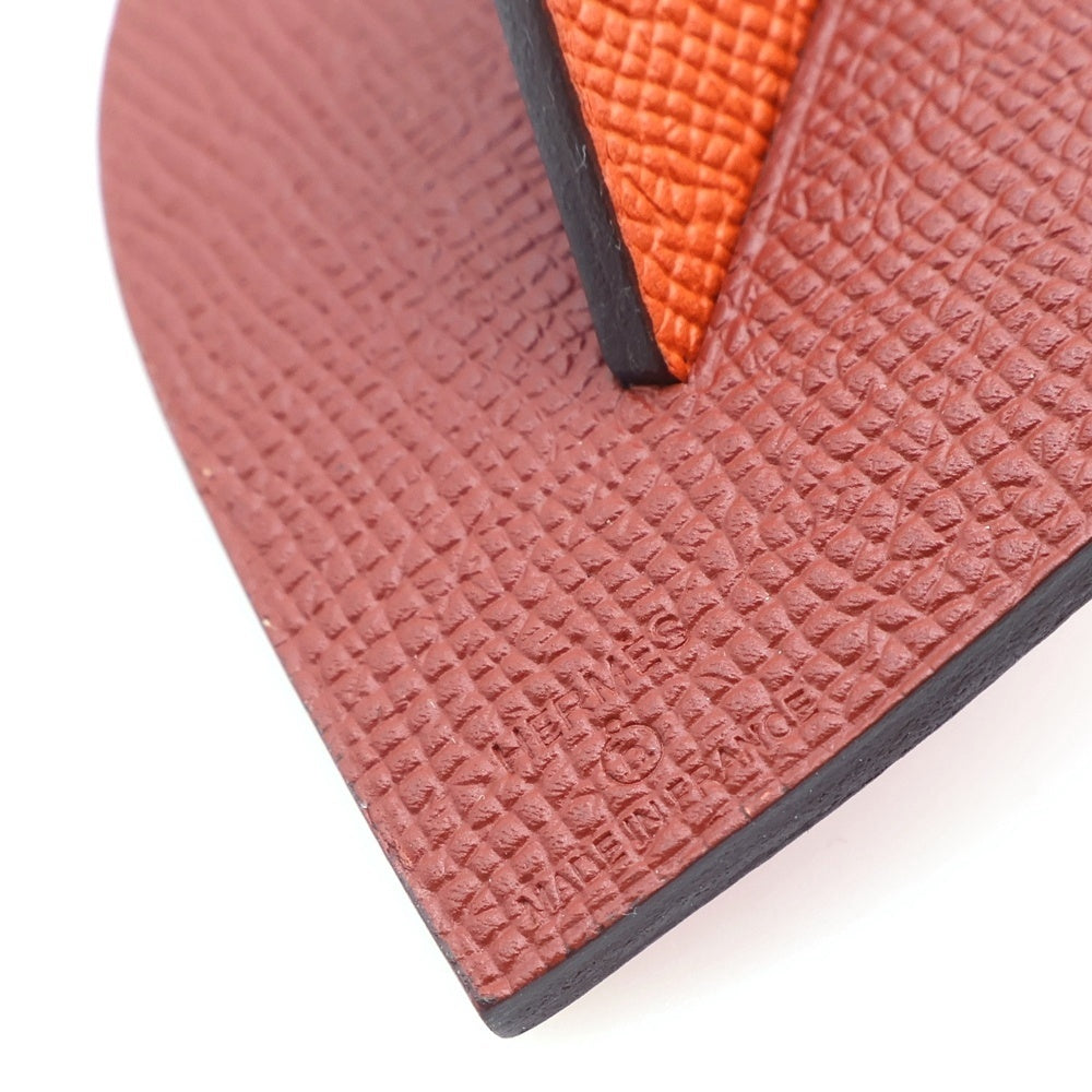 HERMES(エルメス) プティアッシュ ハート バッグチャーム オレンジ×レッド レザー レディース