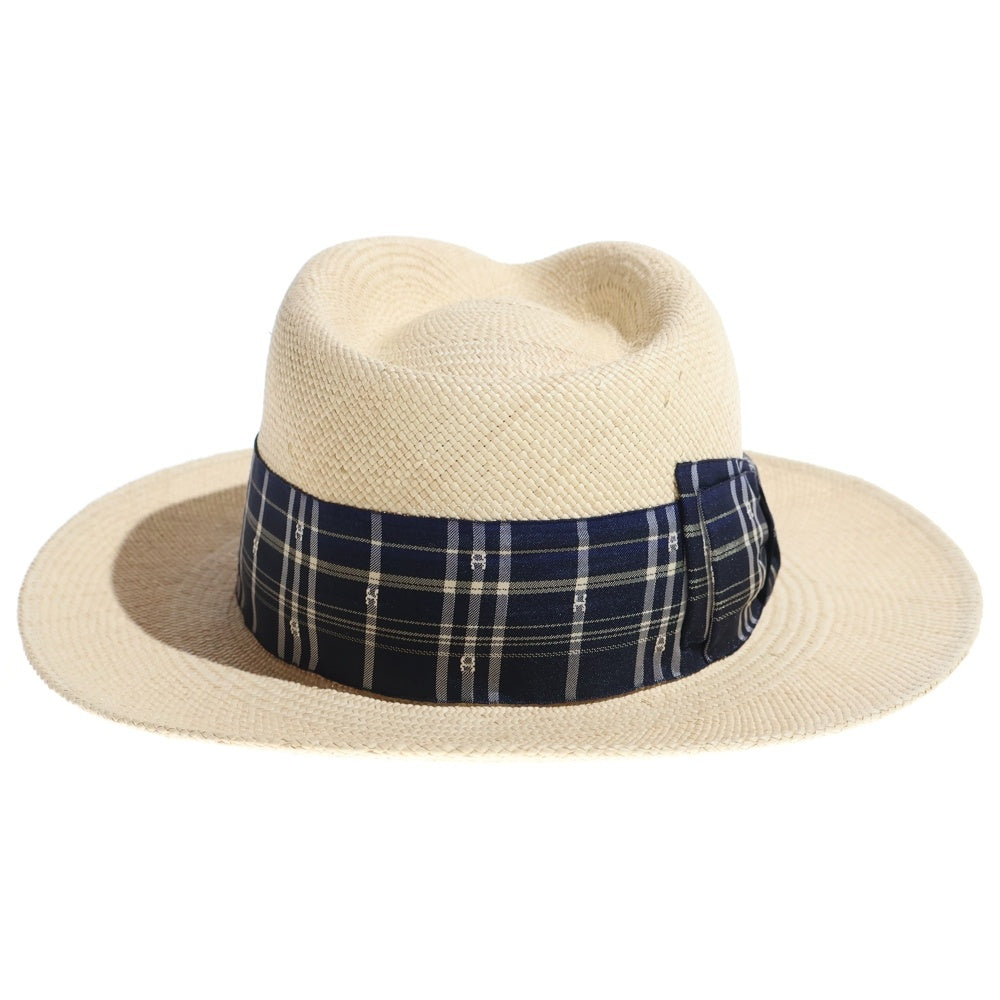 HERMES(エルメス) チェック柄リボン 麦わら帽子 ストローハット 帽子 レディース
