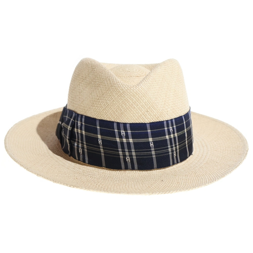 HERMES(エルメス) チェック柄リボン 麦わら帽子 ストローハット 帽子 レディース