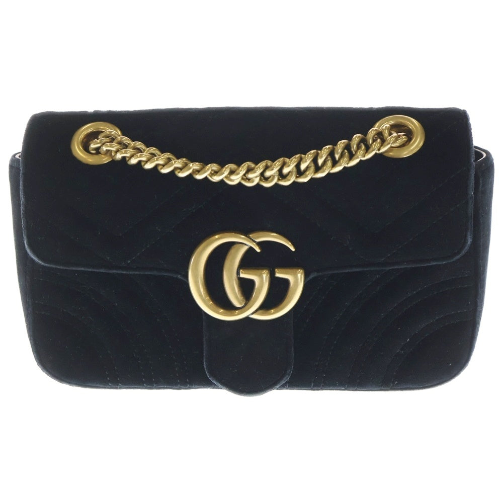 GUCCI(グッチ) GGマーモント チェーンショルダーバッグ ハンドバッグ 2WAY スエード ブラック 446744 レディース