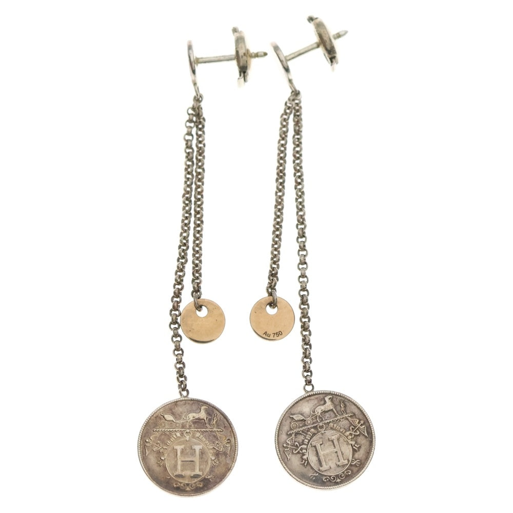 HERMES(エルメス) エクスリブリス ピアス シルバー コイン Ag925×Au750 レディース
