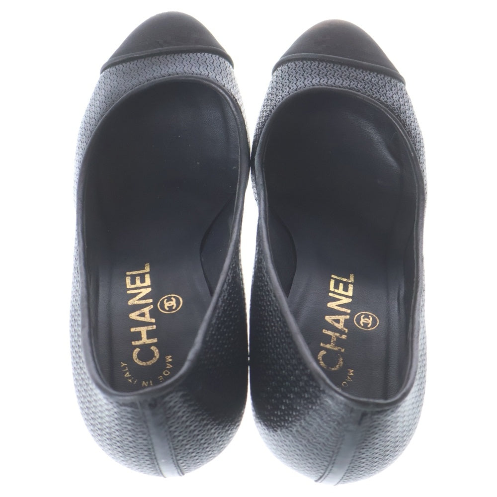 CHANEL(シャネル) キャップトゥ ココマーク パンプス ブラック レザー #35 G28125 レディース