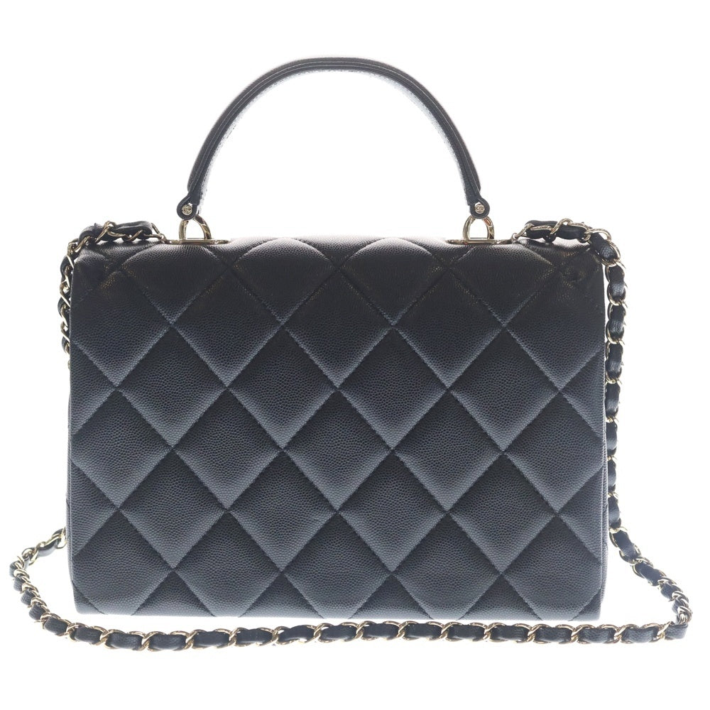 CHANEL(シャネル) トップハンドル 2WAYバッグ 黒 キャビアスキン GD金具 プレート レディース