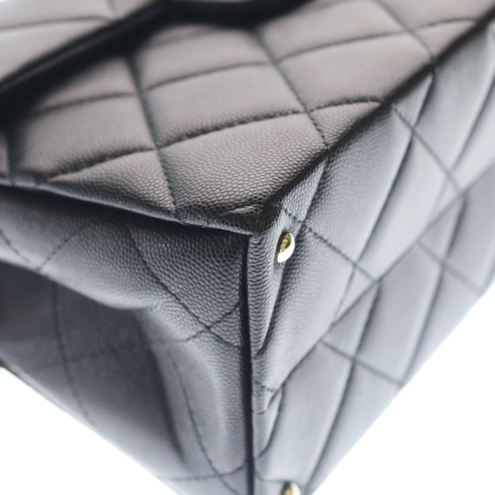 CHANEL(シャネル) トップハンドル 2WAYバッグ 黒 キャビアスキン GD金具 プレート レディース