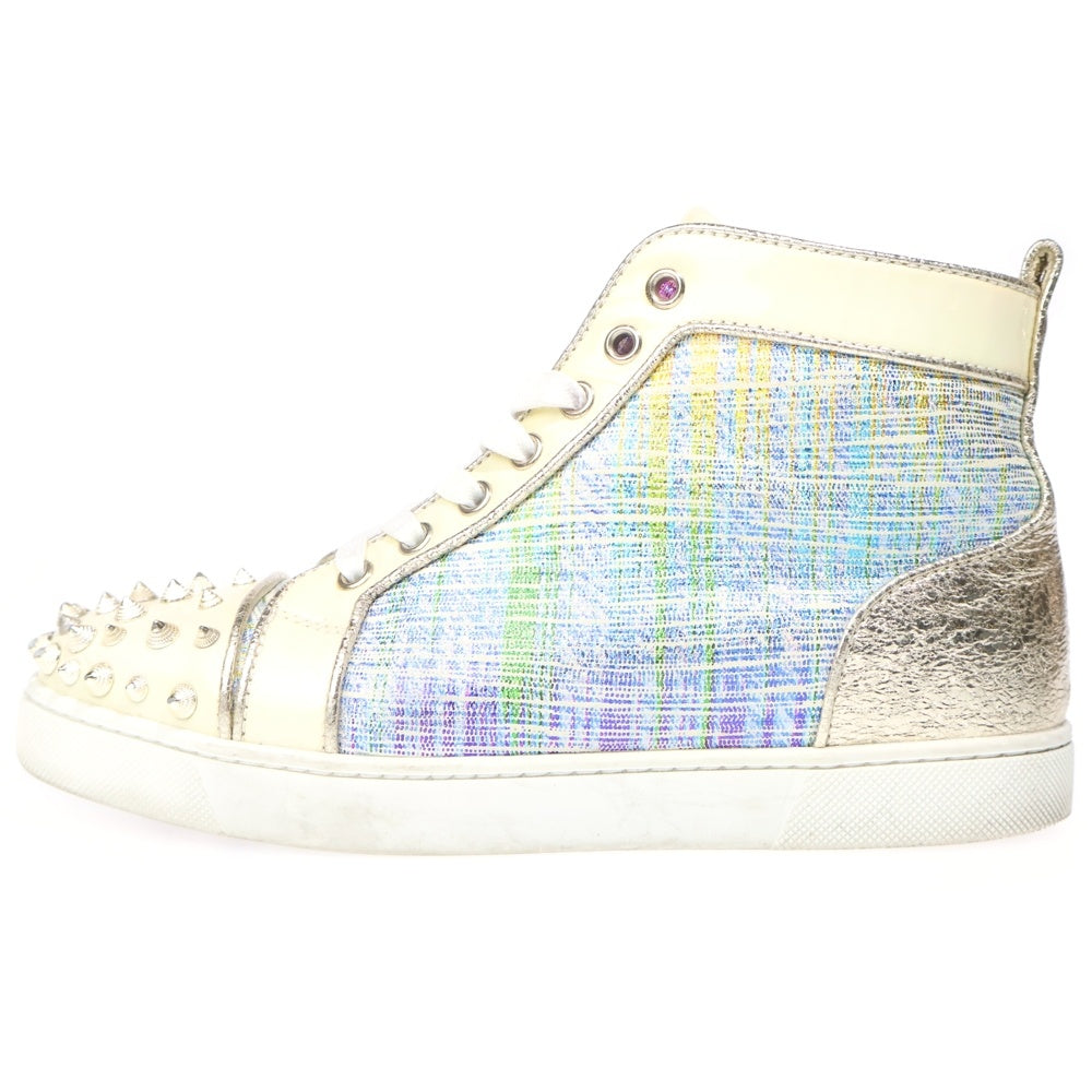 CHRISTIAN LOUBOUTIN(クリスチャンルブタン) スタッズ ハイカットスニーカー ホワイト/ブルー レディース