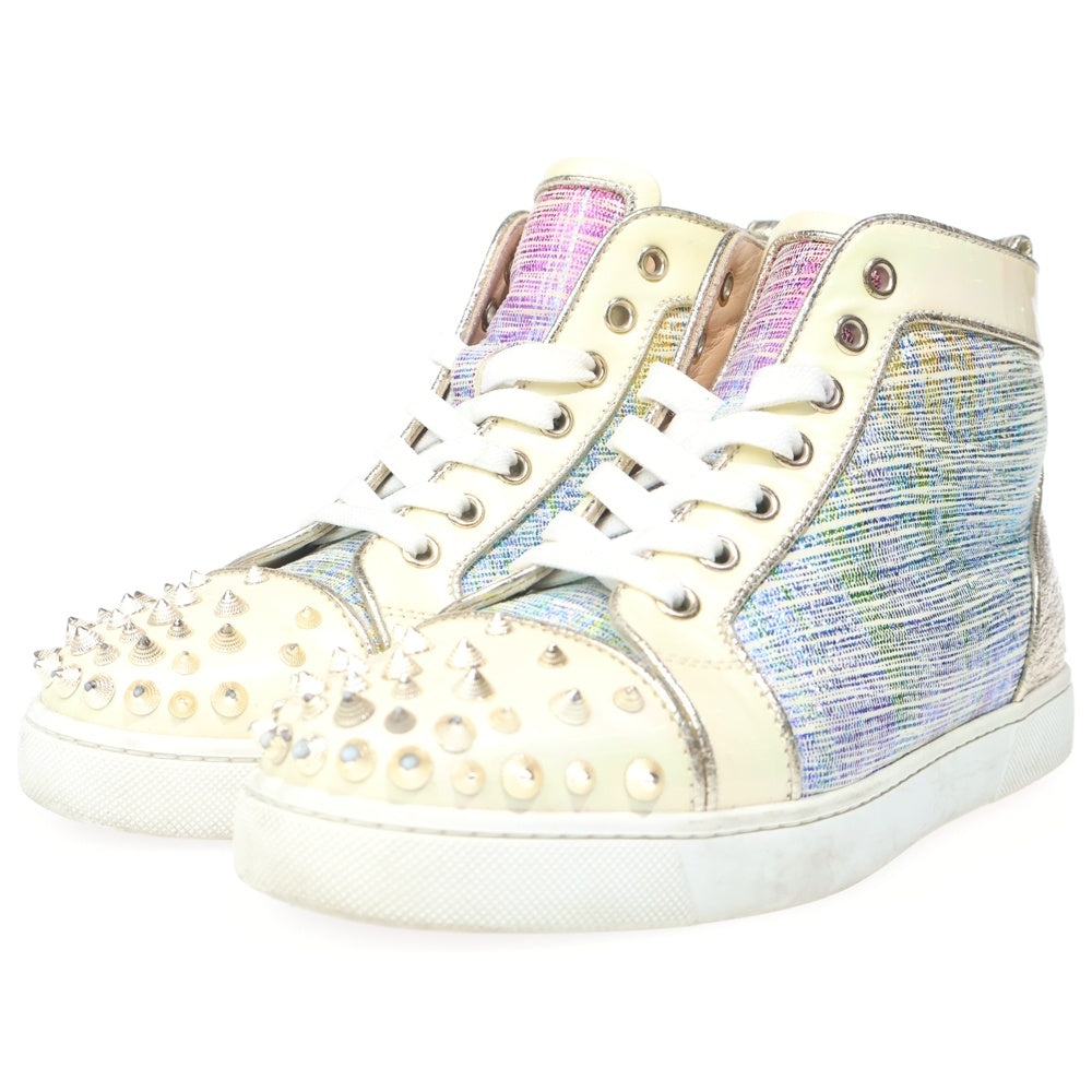 CHRISTIAN LOUBOUTIN(クリスチャンルブタン) スタッズ ハイカットスニーカー ホワイト/ブルー レディース