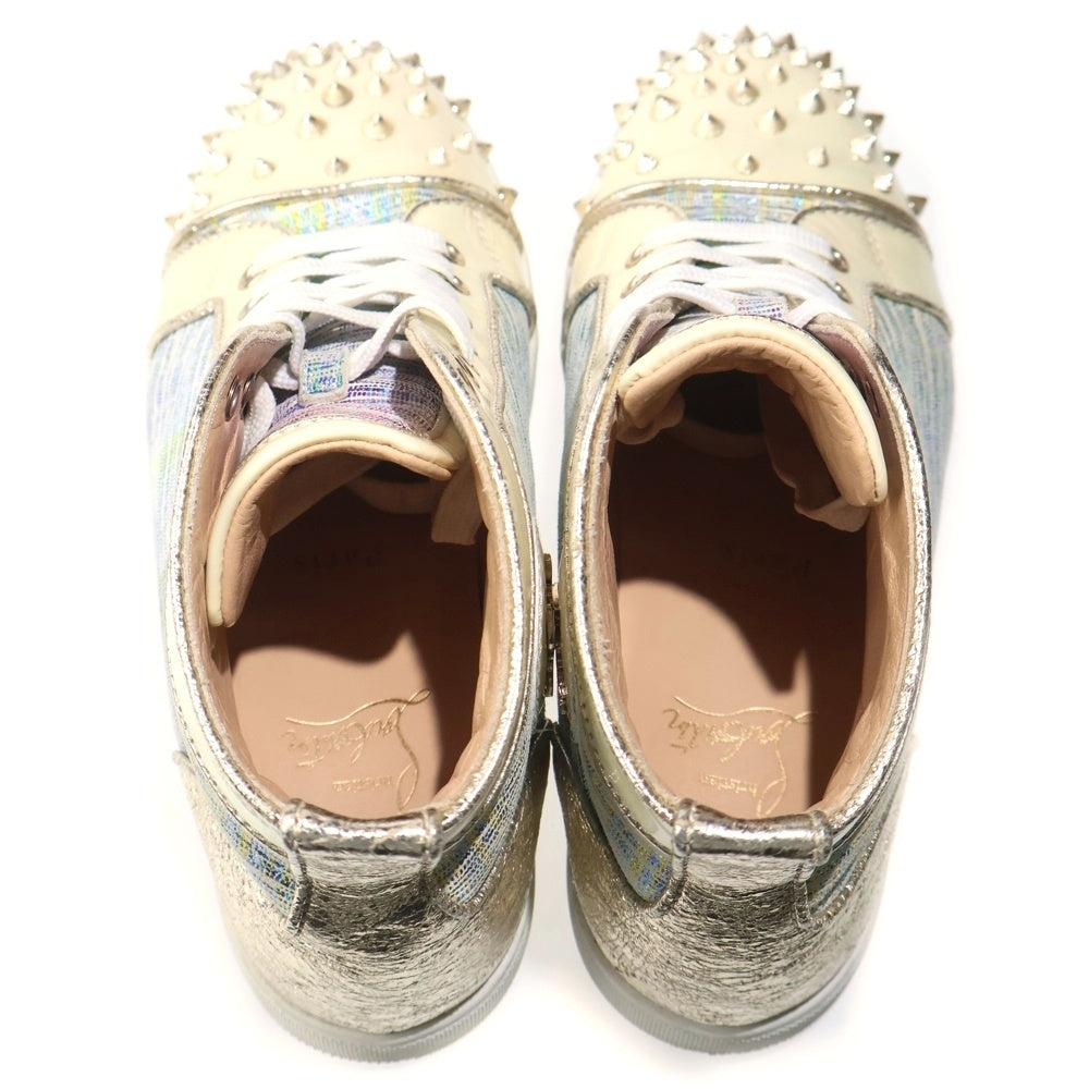 CHRISTIAN LOUBOUTIN(クリスチャンルブタン) スタッズ ハイカットスニーカー ホワイト/ブルー レディース