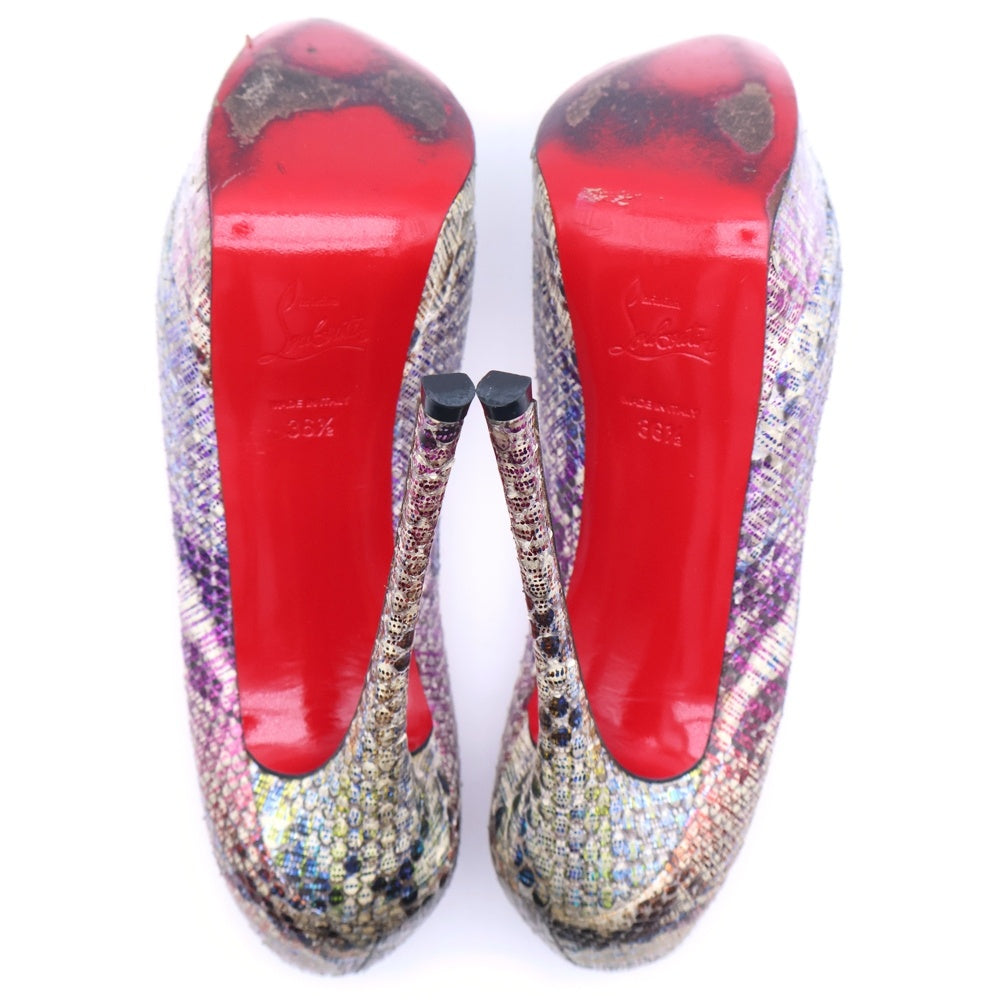CHRISTIAN LOUBOUTIN(クリスチャンルブタン) パイソン グリッター オープントゥパンプス マルチ レディース