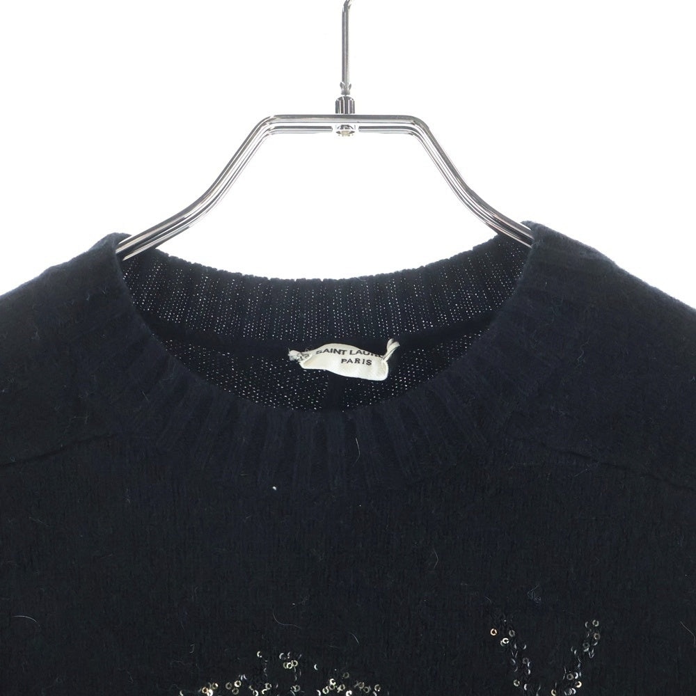 SAINT LAURENT PARIS(サンローランパリ) フロントデザイン コットンニットセーター ブラック 620203 YAPT2 レディース