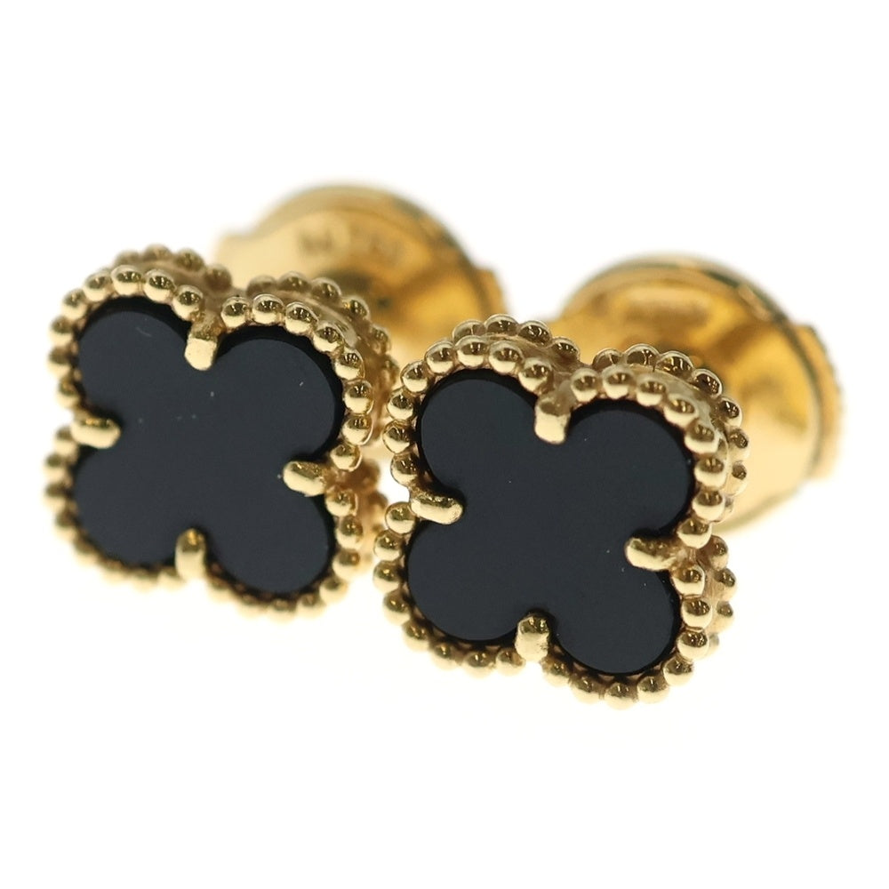 Van Cleef & Arpels(ヴァンクリーフアンドアーペル) スウィートアルハンブラ オニキス ピアス Au750 K18 YG イエローゴールド JA865216