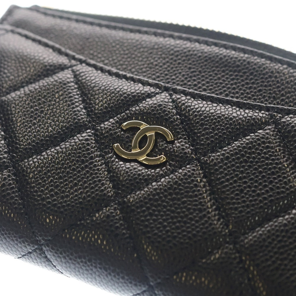 CHANEL(シャネル) マトラッセ フラグメントコインケース カードケース コインケース 小物入れ ブラック キャビアスキン ゴールド金具 レディース