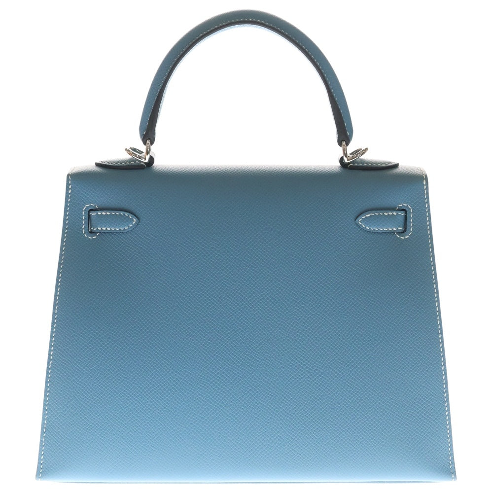 HERMES(エルメス) ケリー25 ニューブルージーン 2WAY ハンドバッグ エプソン シルバー金具 W刻印 レディース