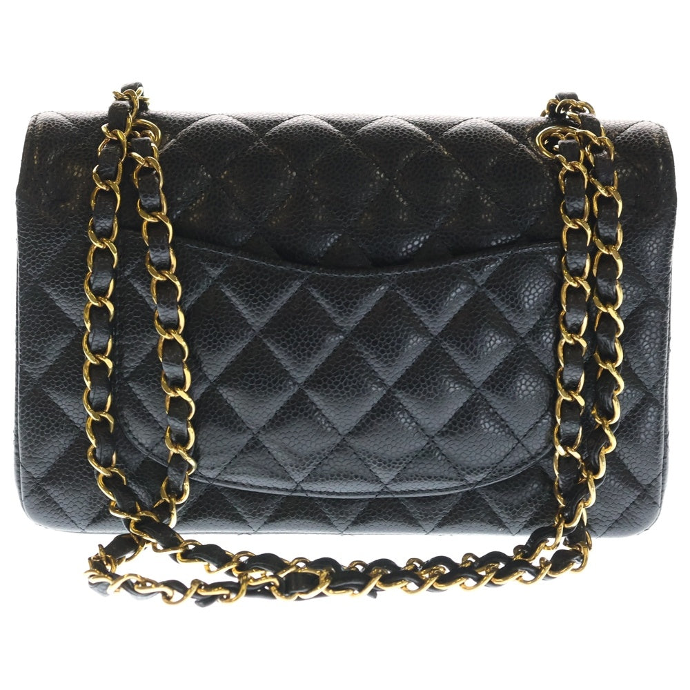 CHANEL(シャネル) マトラッセ23 ダブルフラップ ダブルチェーン ショルダーバッグ ブラック キャビアスキン ゴールド金具 レディース