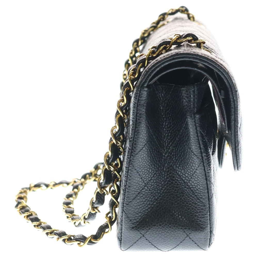 CHANEL(シャネル) マトラッセ23 ダブルフラップ ダブルチェーン ショルダーバッグ ブラック キャビアスキン ゴールド金具 レディース