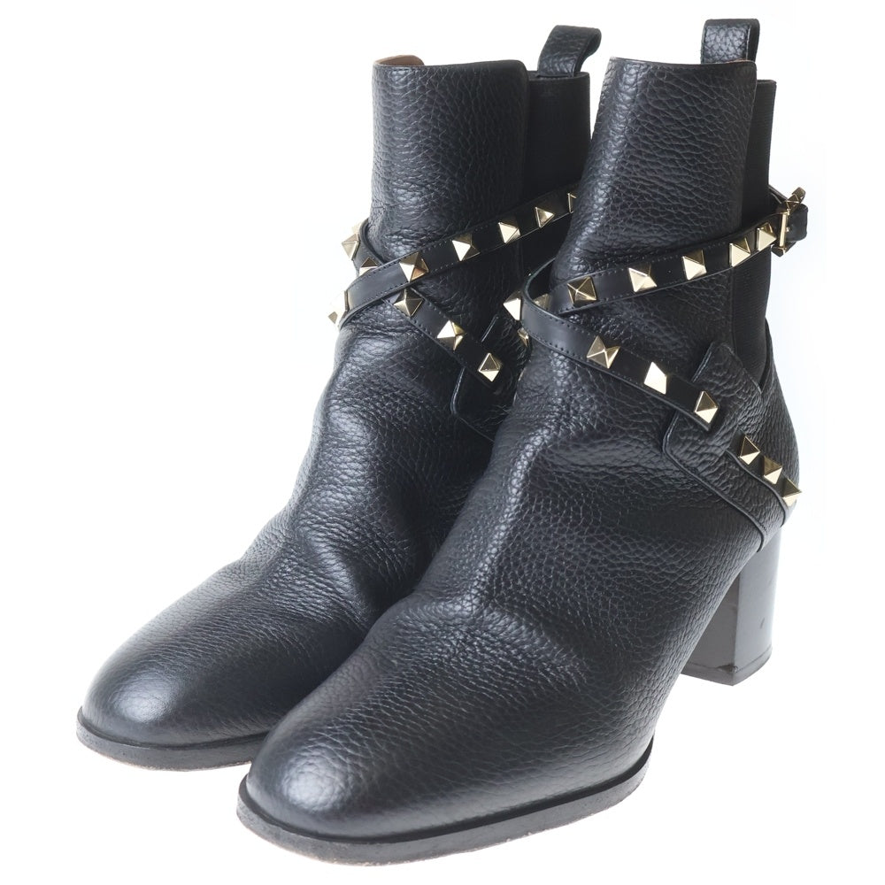 VALENTINO(ヴァレンティノ) ロックスタッズ ベルテッド ジョッパー ショートブーツ ブラック レディース