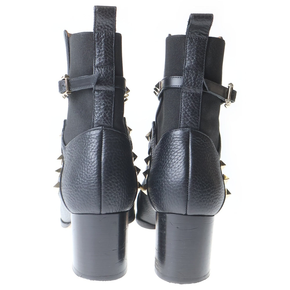VALENTINO(ヴァレンティノ) ロックスタッズ ベルテッド ジョッパー ショートブーツ ブラック レディース