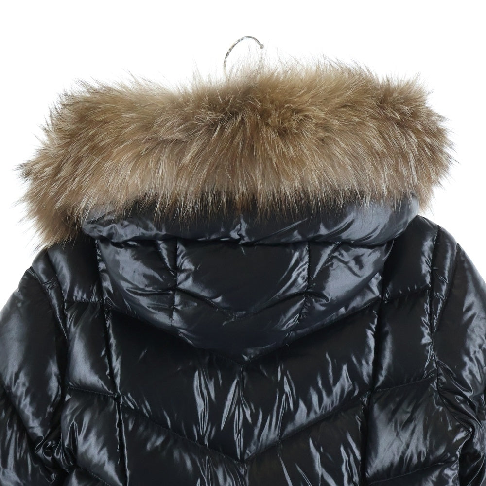 MONCLER(モンクレール) FULMARUS フルマルス ワッペンロゴ ファー フーデッド ジップアップ ダウン ロング ジャケット コート ブラック レディース F20931C56502
