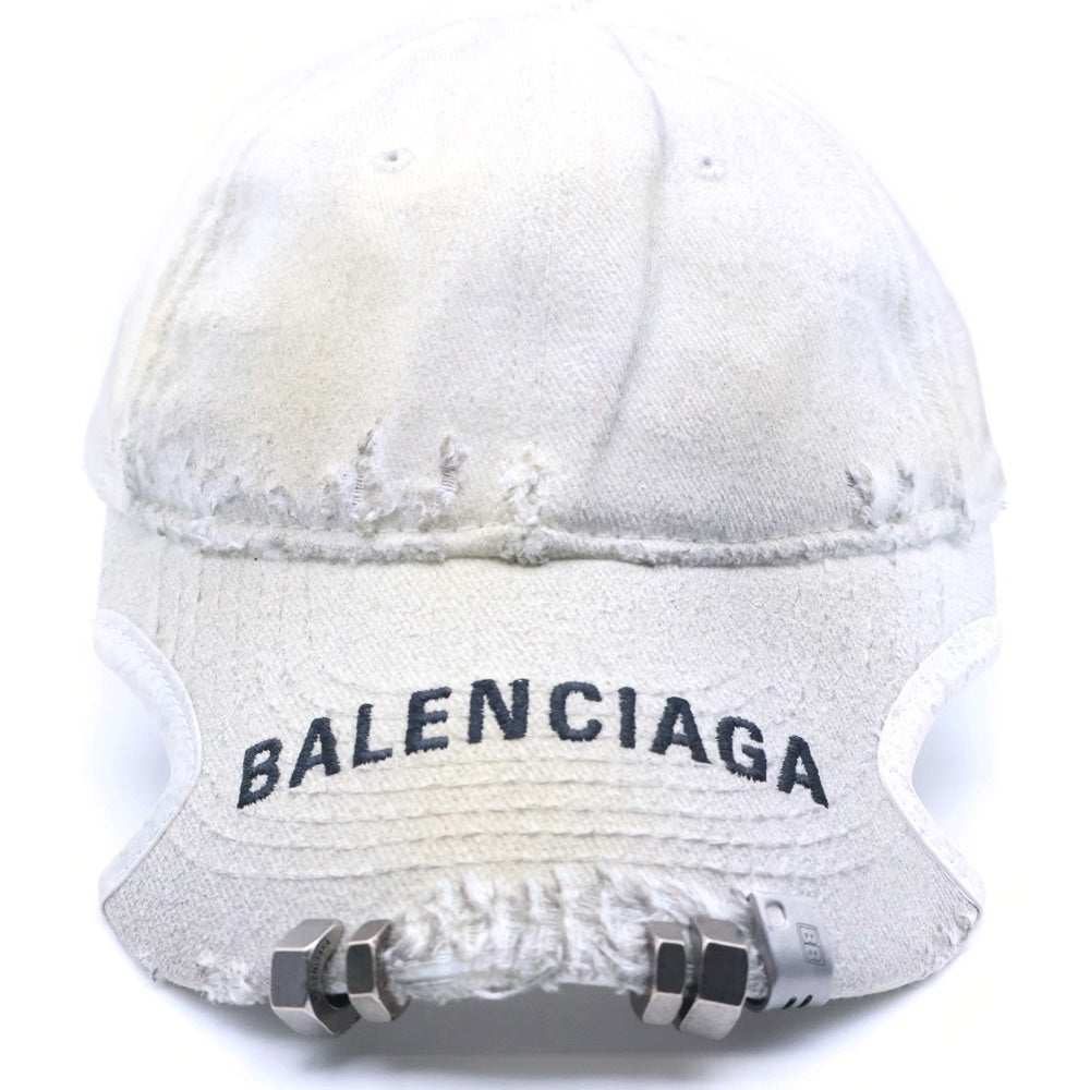 ダメージ balenciaga 帽子 BALENCIAGA バレンシアガ Piercing Logo Cap