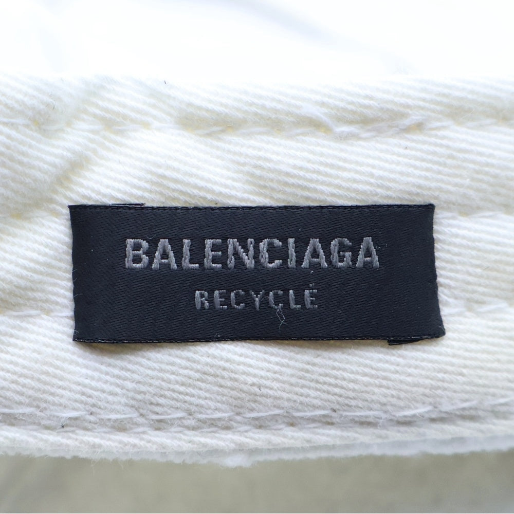 BALENCIAGA(バレンシアガ) Piercing Logo Cap ダメージ加工 ピアシング ロゴ刺繍 ベースボールキャップ 帽子 ホワイト