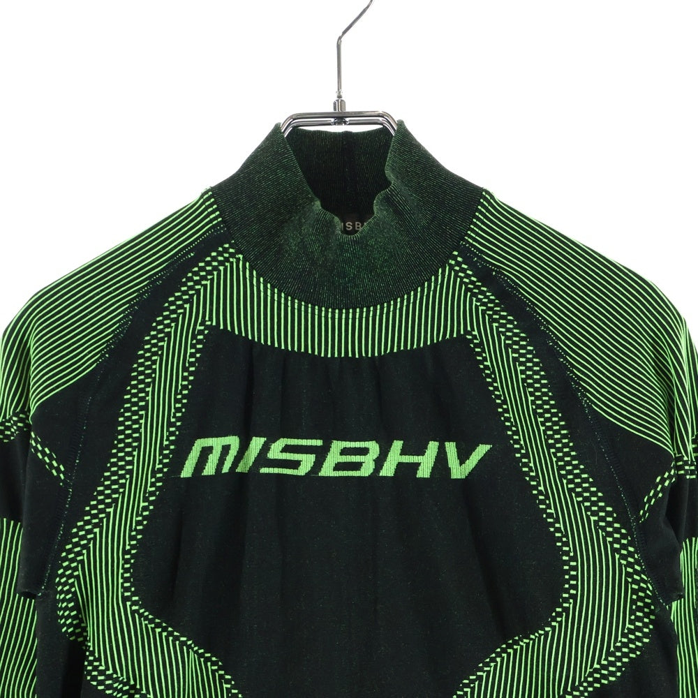 MISBHV(ミスビヘイブ) スポーツアクティブ クラッシックロングスリーブ 長袖Tシャツ カットソー ブラック/ライトグリーン レディース