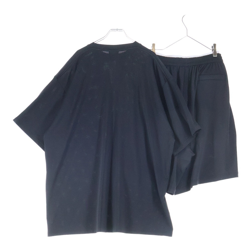 BALENCIAGA(バレンシアガ) セットアップ メッシュ ロゴプリント 半袖Tシャツ ハーフ ショートパンツ ショーツ ブラック