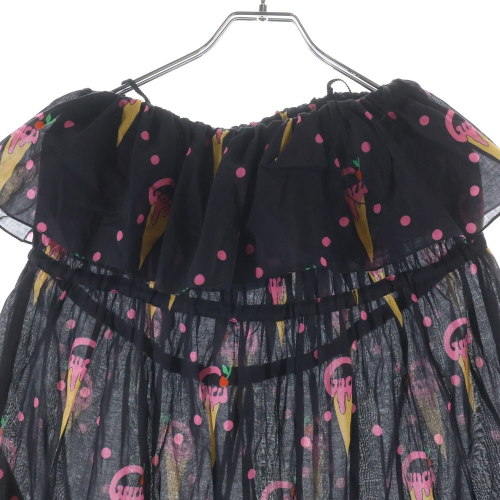 GUCCI(グッチ) アイスクリームプリント コットンワンピース ブラック 36 730392 ZALYA