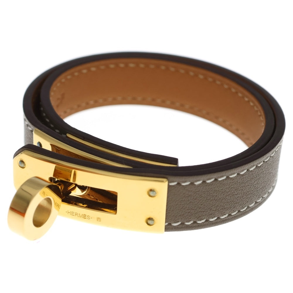 HERMES(エルメス) ミニケリー ドゥブルドゥール ブレスレット グレージュ Y刻印 ゴールド金具 レディース