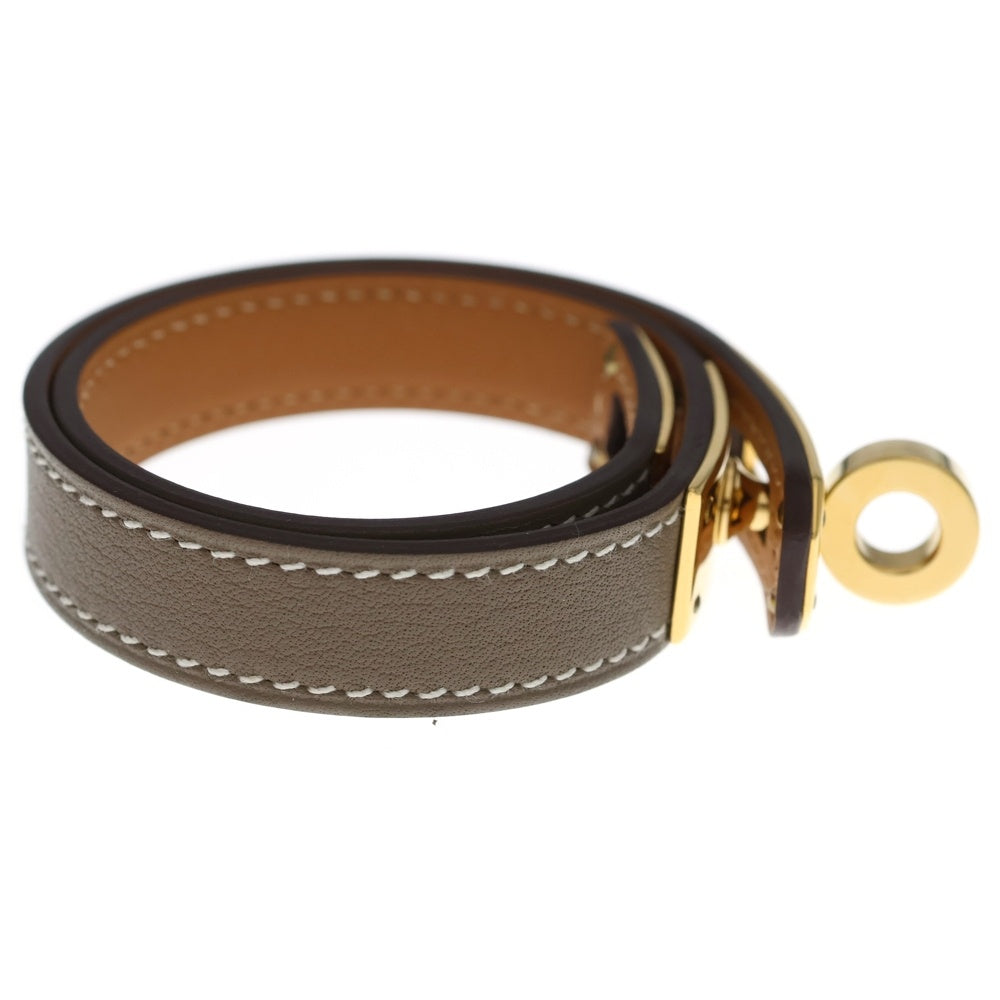 HERMES(エルメス) ミニケリー ドゥブルドゥール ブレスレット グレージュ Y刻印 ゴールド金具 レディース