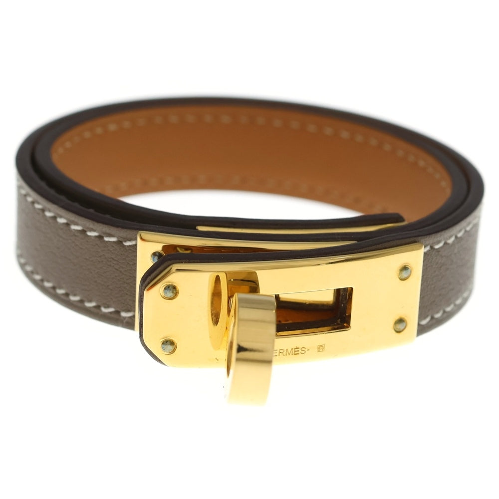 HERMES(エルメス) ミニケリー ドゥブルドゥール ブレスレット グレージュ Y刻印 ゴールド金具 レディース