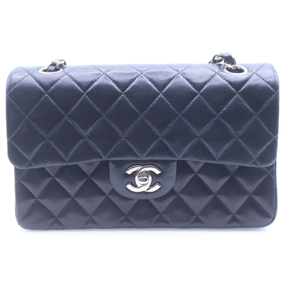 CHANEL(シャネル) マトラッセ23 ダブルフラップ ダブルチェーン ショルダーバッグ ブラック ラムスキン シルバー金具 レディース