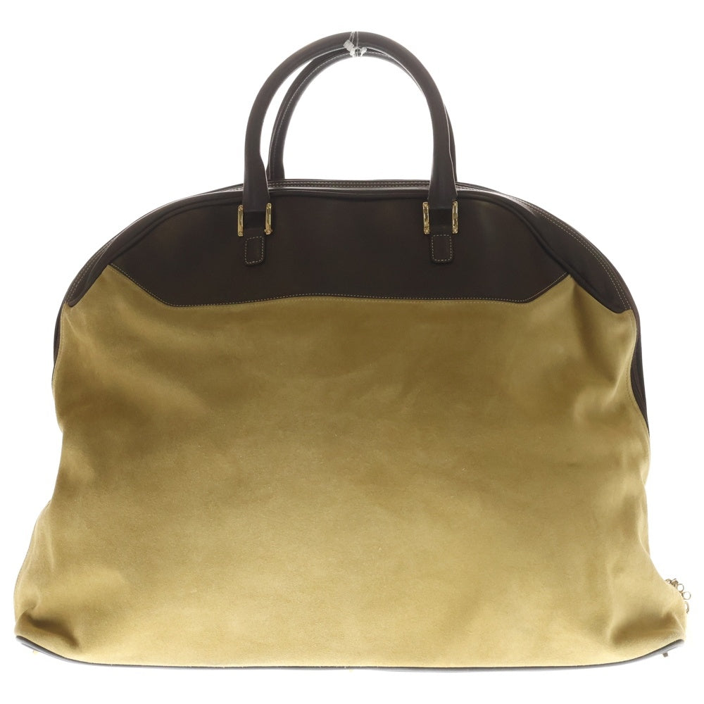 LOEWE(ロエベ) アナグラム ボストンバッグ ハンドバッグ ブラウン×ベージュ スウェード×レザー ゴールド金具 レディース