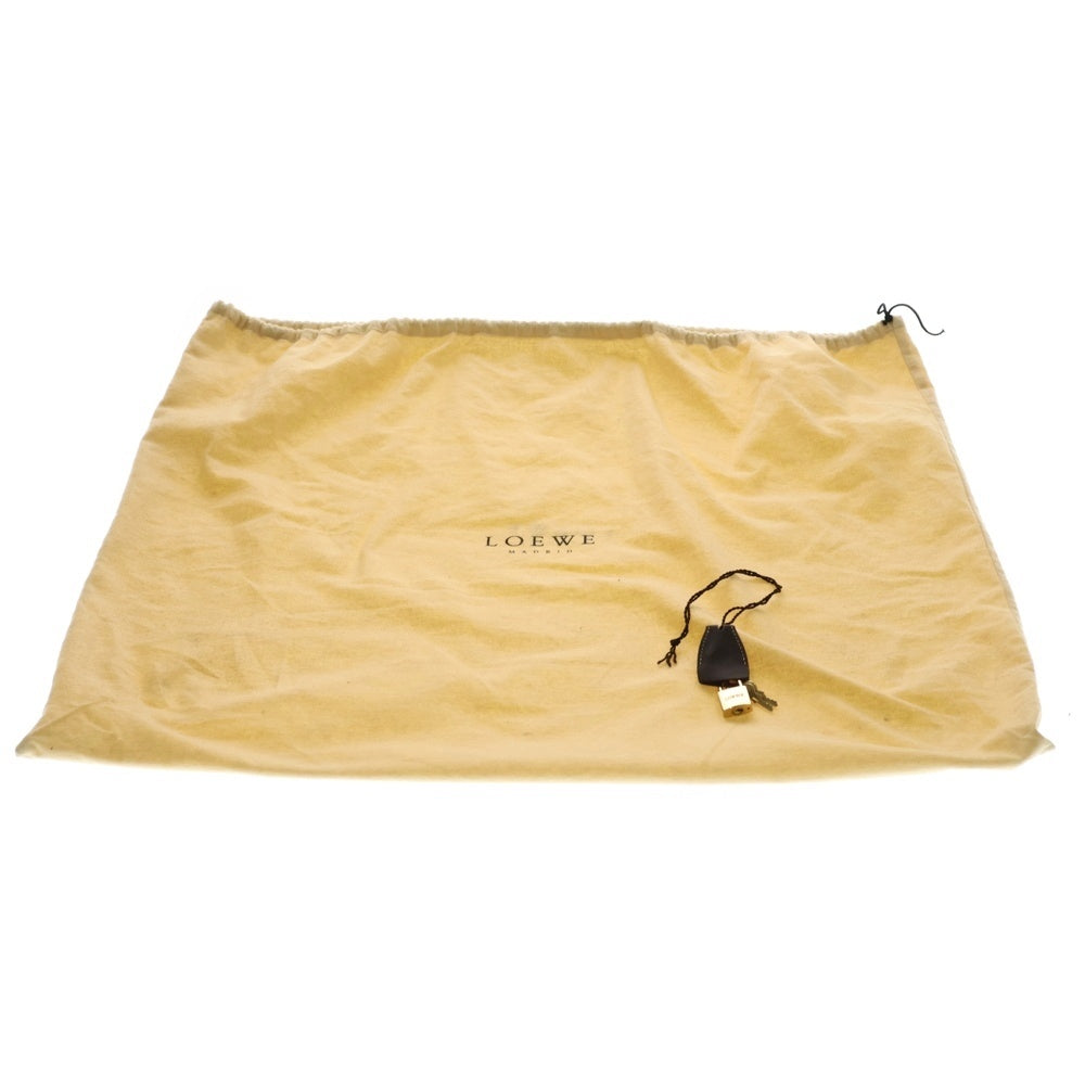 LOEWE(ロエベ) アナグラム ボストンバッグ ハンドバッグ ブラウン×ベージュ スウェード×レザー ゴールド金具 レディース