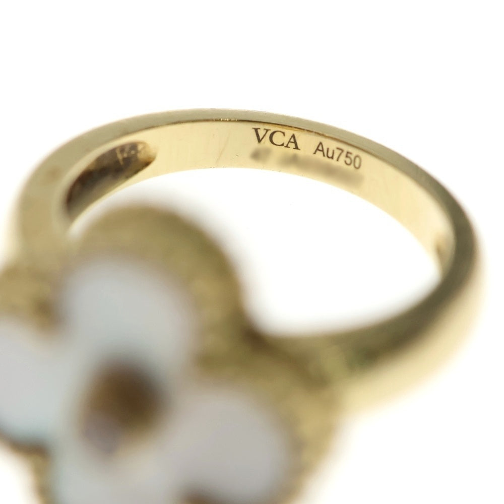 Van Cleef & Arpels(ヴァンクリーフアンドアーペル) ヴィンテージアルハンブラ マザーオブパール 1Pダイヤモンド リング K18 #47 VCARA41147 ジュエリー レディース
