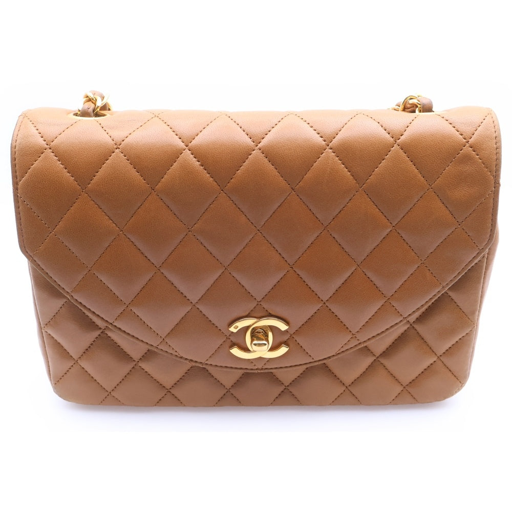 CHANEL(シャネル) ハーフムーン チェーン ショルダーバッグ ブラウン ラムスキン ゴールド金具 レディース