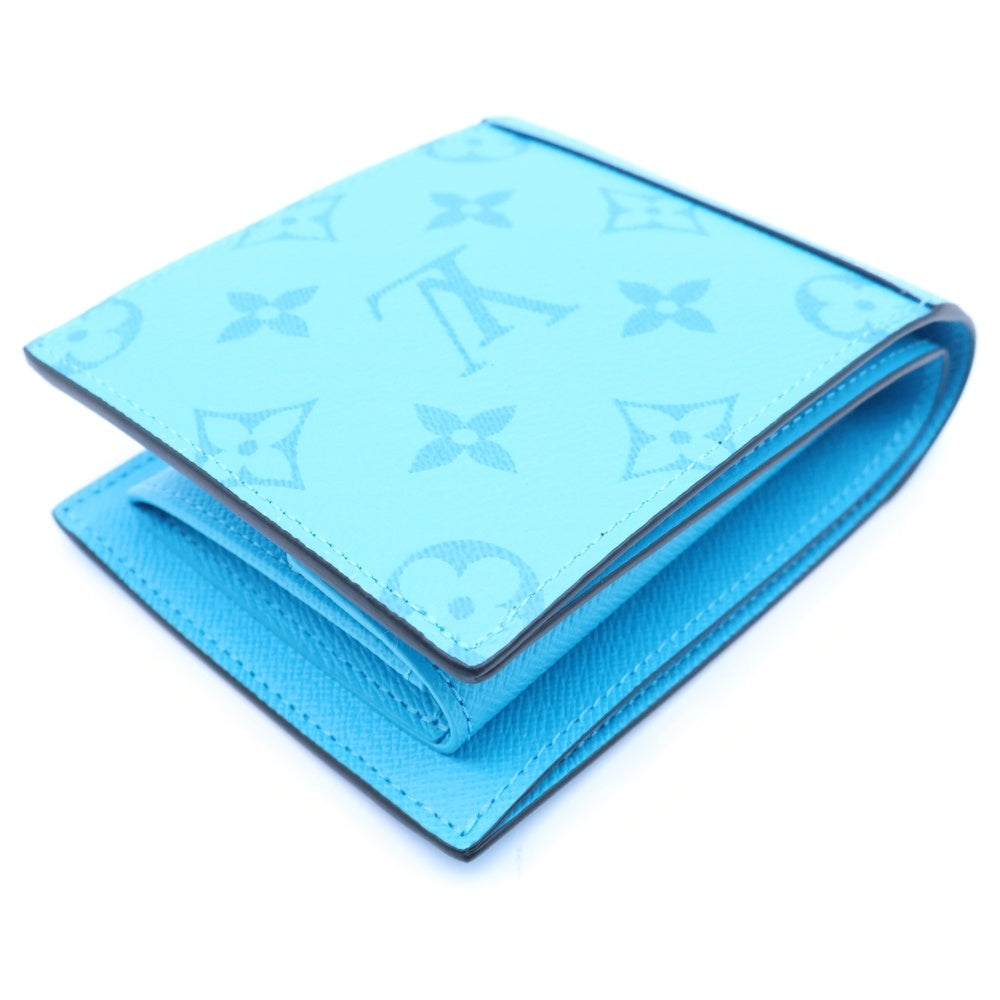 LOUIS VUITTON(ルイヴィトン) ポルトフォイユマルコ タイガラマ コンパクトウォレット 二つ折り財布 ターコイズブルー レザー M28394