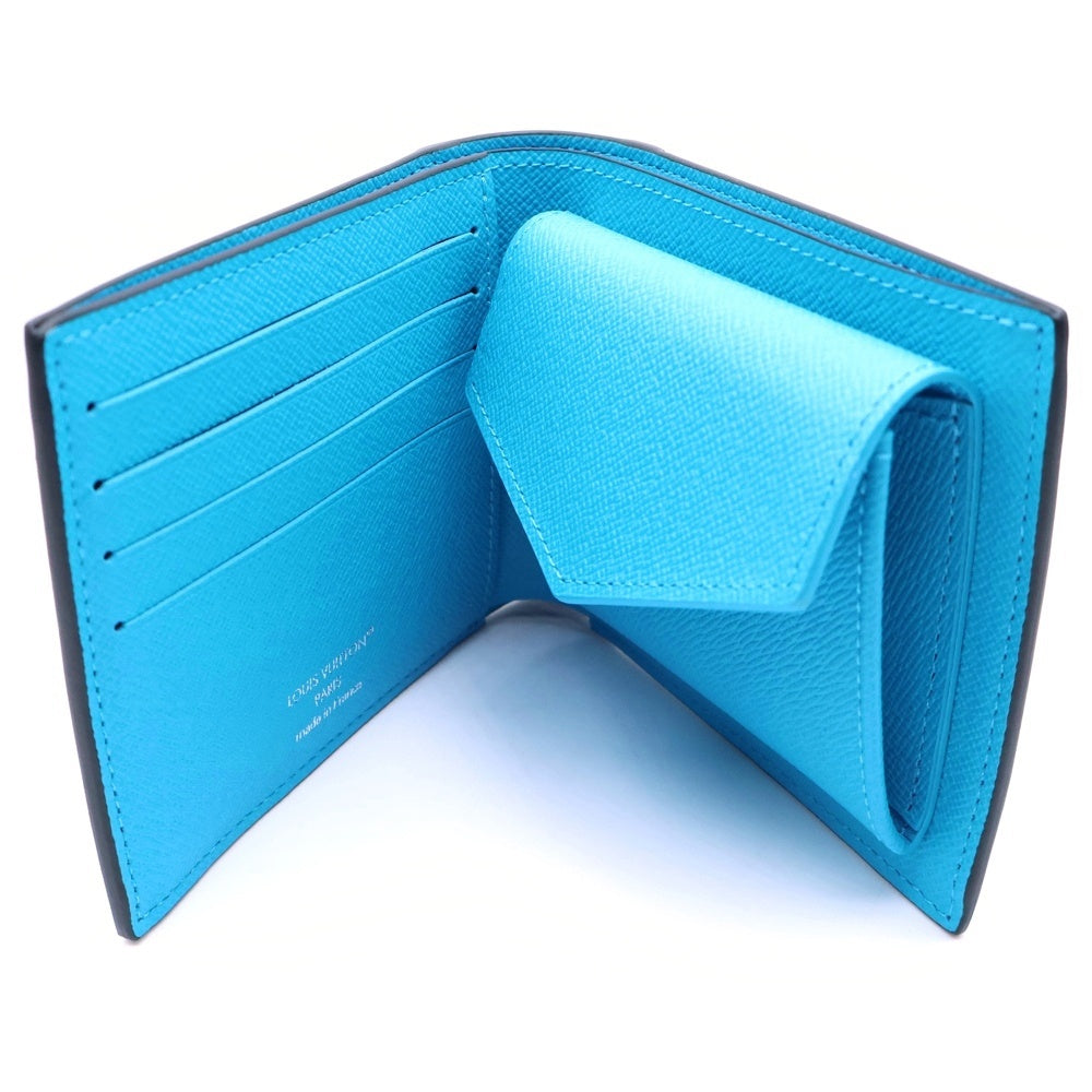 LOUIS VUITTON(ルイヴィトン) ポルトフォイユマルコ タイガラマ コンパクトウォレット 二つ折り財布 ターコイズブルー レザー M28394