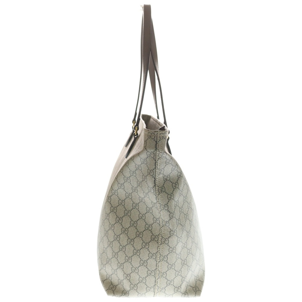 GUCCI(グッチ) GGスプリーム トートバッグ ハンドバッグ ブラウン×ベージュ PVC×レザー 547974 ゴールド金具 レディース