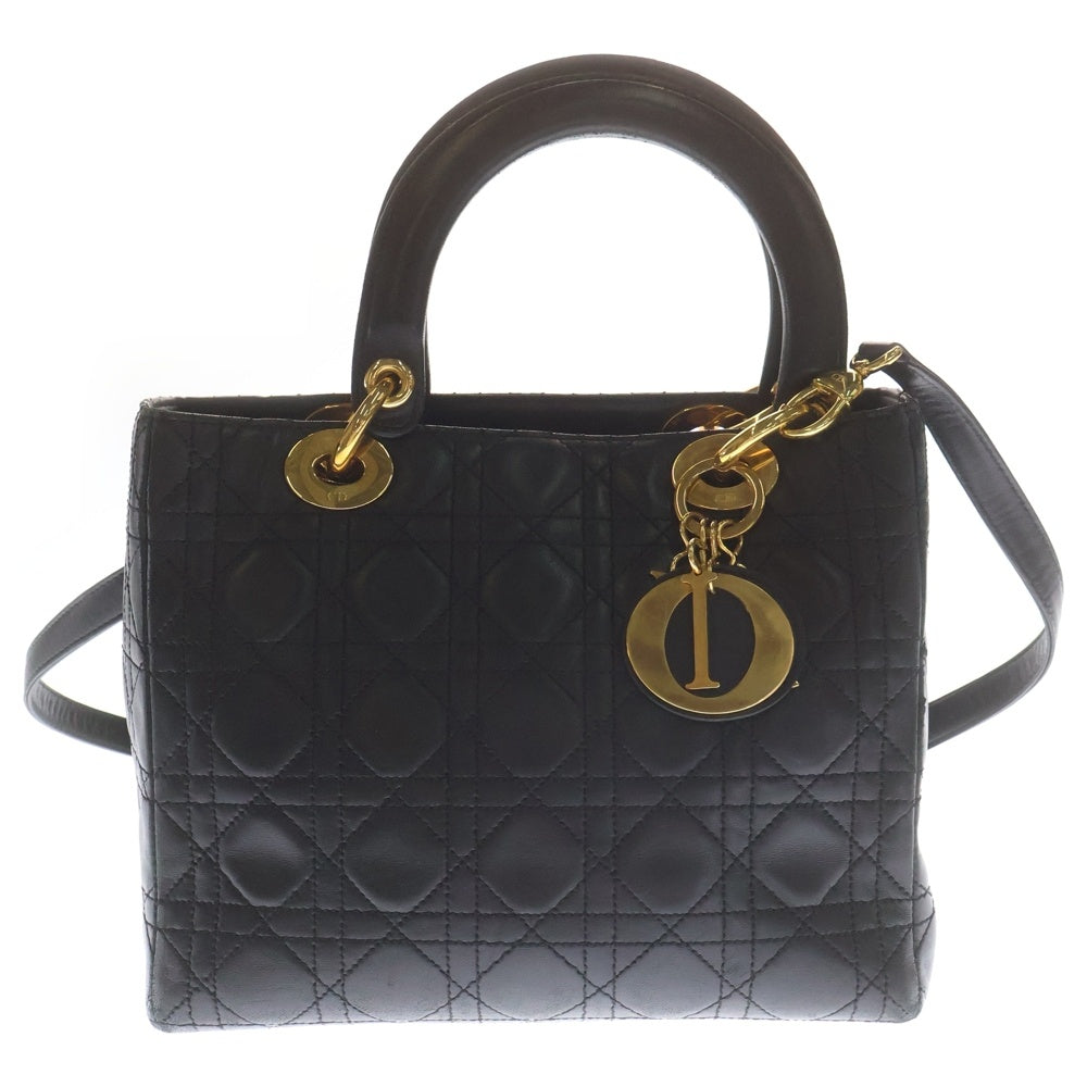 Christian Dior(クリスチャンディオール) レディディオール カナージュ ミディアム ブラック 2WAY ハンドバッグ ショルダーバッグ レディース