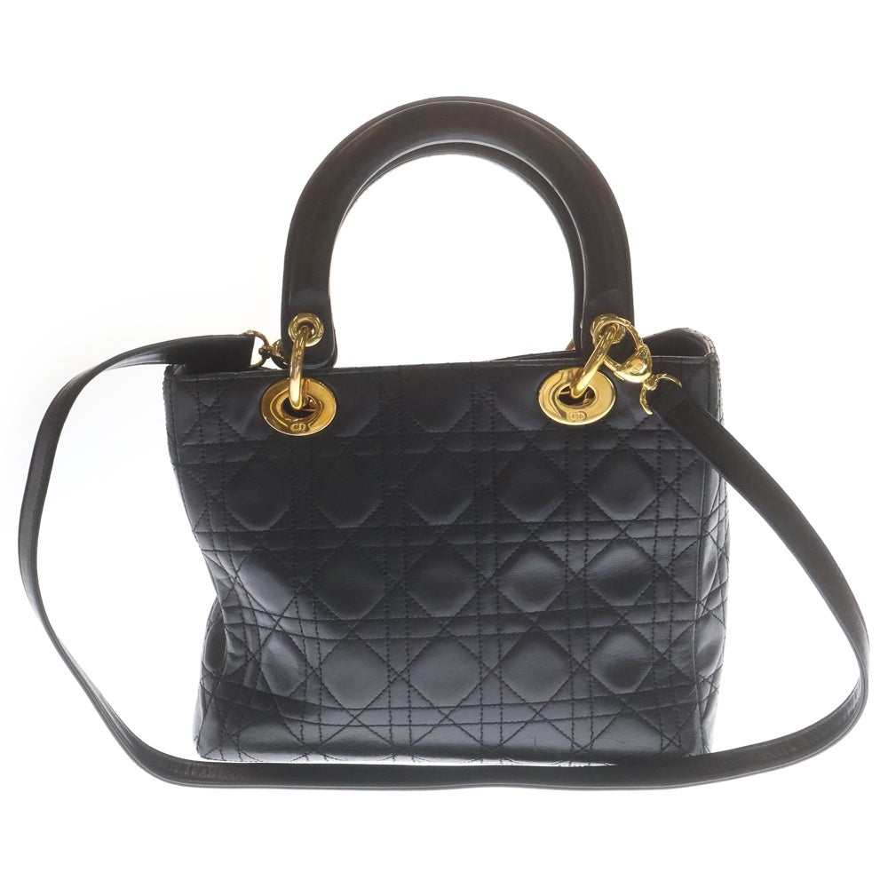 Christian Dior(クリスチャンディオール) レディディオール カナージュ ミディアム ブラック 2WAY ハンドバッグ ショルダーバッグ レディース