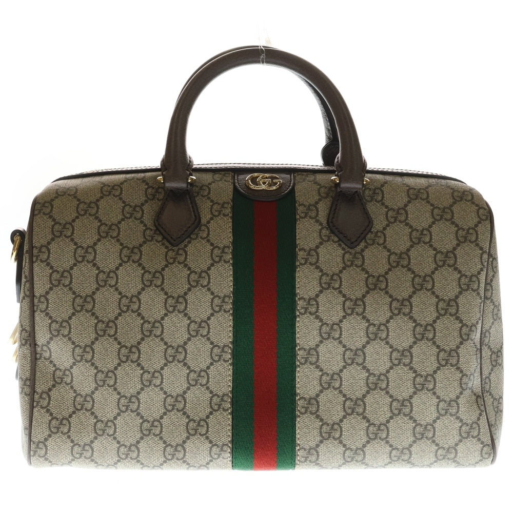 GUCCI(グッチ) GGスプリーム オフディア 2WAYバッグ ショルダーバッグ ボストンバッグ トートバッグ ブラウン×ベージュ PVC×レザー 772065 ゴールド金具 レディース