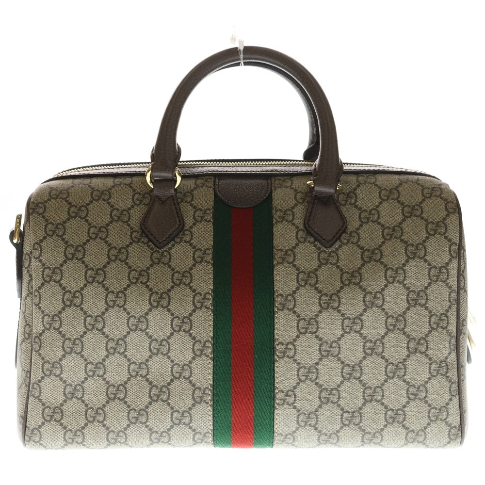 GUCCI(グッチ) GGスプリーム オフディア 2WAYバッグ ショルダーバッグ ボストンバッグ トートバッグ ブラウン×ベージュ PVC×レザー 772065 ゴールド金具 レディース