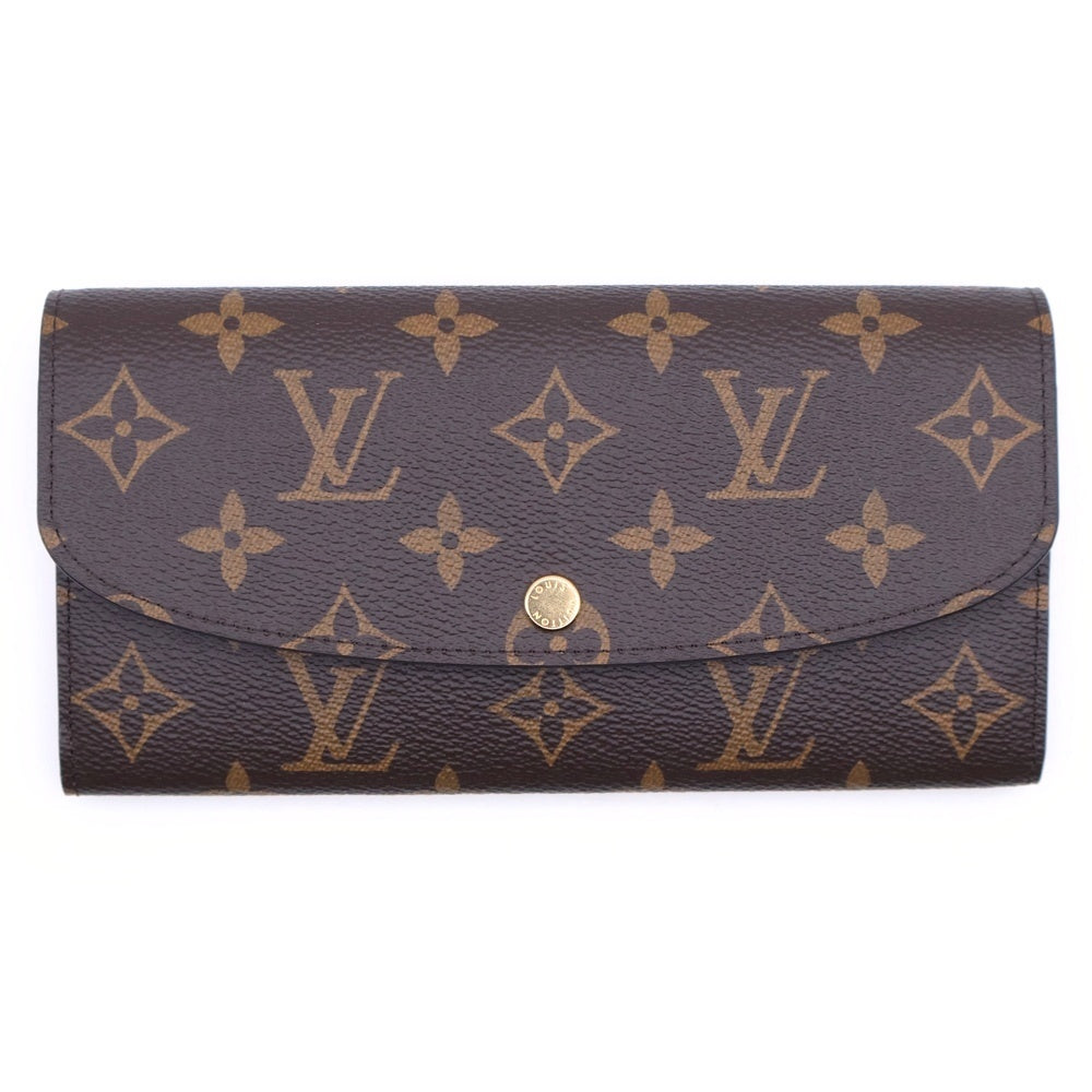 LOUIS VUITTON(ルイヴィトン) ポルトフォイユエミリー モノグラム フューシャ ロングウォレット 長財布 ブラウン×ワインレッド PVC レザー M60697 ゴールド金具 レディース