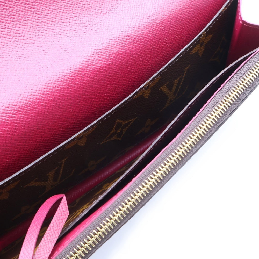 LOUIS VUITTON(ルイヴィトン) ポルトフォイユエミリー モノグラム フューシャ ロングウォレット 長財布 ブラウン×ワインレッド PVC レザー M60697 ゴールド金具 レディース
